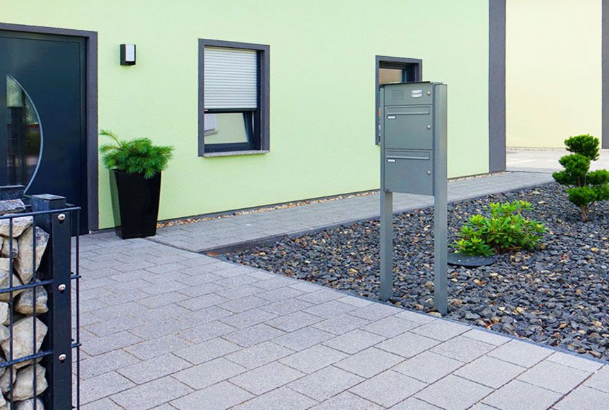 Zweifach Postkästen mit Klingel als Briefkasten Standanlage zum einbetonieren